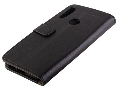 Synthetic Leather Wallet Case with Stand for Motorola Moto E6 Plus - Black Leather Wallet Case