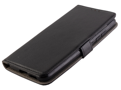 Synthetic Leather Wallet Case with Stand for Motorola Moto E6 Plus - Black