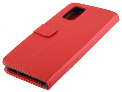 Synthetic Leather Wallet Case with Stand for OPPO A72 - Red Leather Wallet Case
