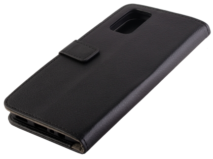 Synthetic Leather Wallet Case with Stand for OPPO A72 - Black Leather Wallet Case