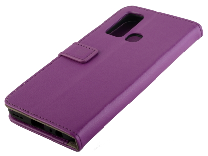 Synthetic Leather Wallet Case with Stand for vivo Y30 - Purple Leather Wallet Case