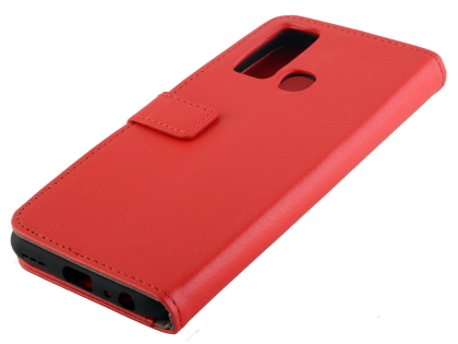 Synthetic Leather Wallet Case with Stand for vivo Y30 - Red Leather Wallet Case
