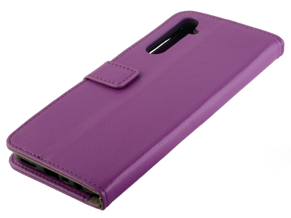 Synthetic Leather Wallet Case with Stand for OPPO RealMe 6 - Purple Leather Wallet Case
