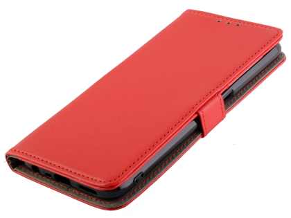 Synthetic Leather Wallet Case with Stand for OPPO RealMe 6 - Red