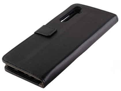 Synthetic Leather Wallet Case with Stand for OPPO RealMe 6 - Black Leather Wallet Case