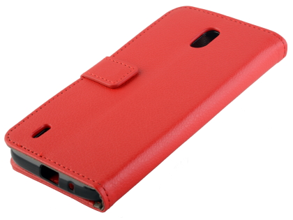 Synthetic Leather Wallet Case with Stand for Nokia 1.3 - Red Leather Wallet Case