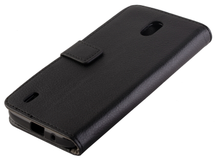 Synthetic Leather Wallet Case with Stand for Nokia 1.3 - Black Leather Wallet Case