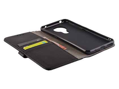Synthetic Leather Wallet Case with Stand for Nokia 5.3 - Black