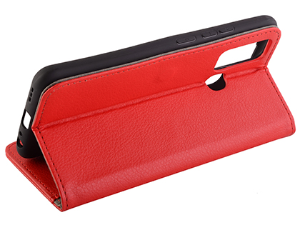 Synthetic Leather Wallet Case with Stand for vivo Y30 - Red