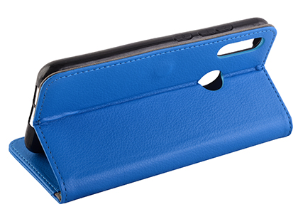 Synthetic Leather Wallet Case with Stand for Motorola Moto E6 Plus - Blue