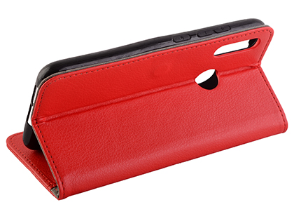 Synthetic Leather Wallet Case with Stand for Motorola Moto E6 Plus - Red