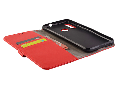 Synthetic Leather Wallet Case with Stand for Motorola Moto E6 Plus - Red