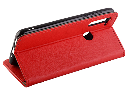 Synthetic Leather Wallet Case with Stand for Motorola Moto G8 - Red