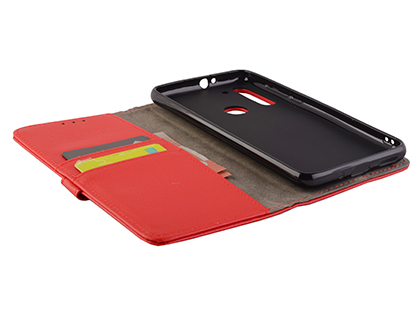 Synthetic Leather Wallet Case with Stand for Motorola Moto G8 - Red