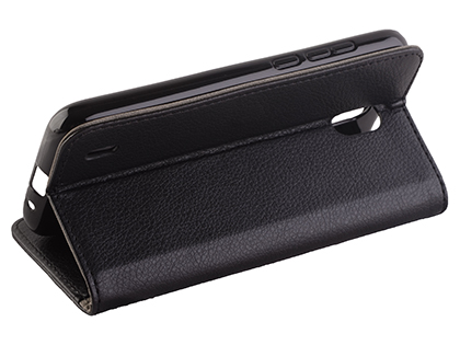 Synthetic Leather Wallet Case with Stand for Nokia 1.3 - Black