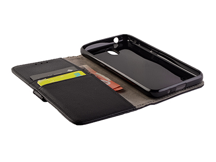 Synthetic Leather Wallet Case with Stand for Nokia 1.3 - Black