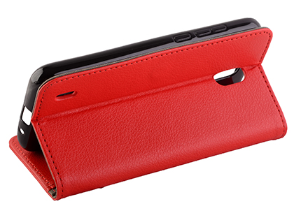 Synthetic Leather Wallet Case with Stand for Nokia 1.3 - Red
