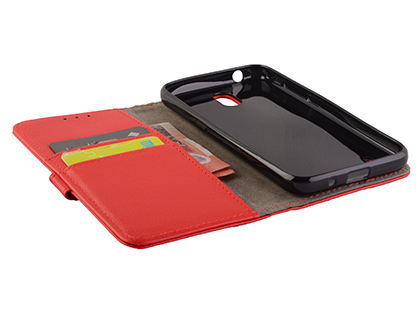 Synthetic Leather Wallet Case with Stand for Nokia 1.3 - Red