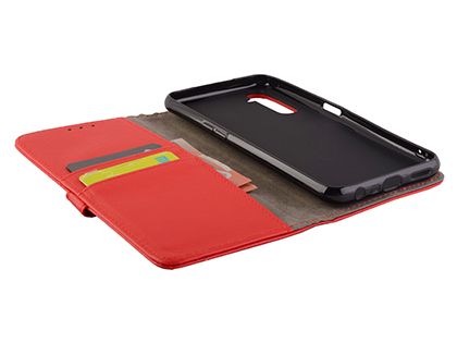 Synthetic Leather Wallet Case with Stand for OPPO RealMe 6 - Red