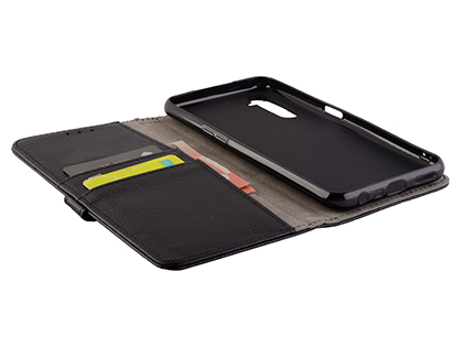 Synthetic Leather Wallet Case with Stand for OPPO RealMe 6 - Black