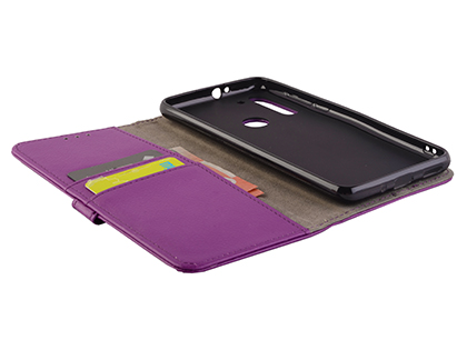 Synthetic Leather Wallet Case with Stand for OPPO RealMe C3 - Purple