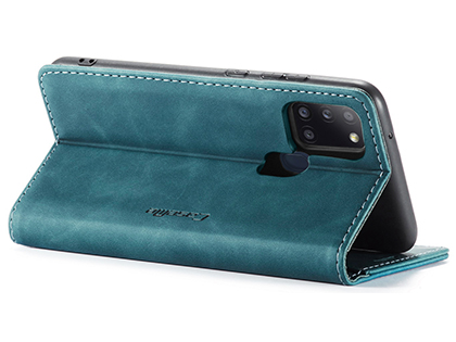 CaseMe Slim Synthetic Leather Wallet Case with Stand for Samsung Galaxy A21s - Teal