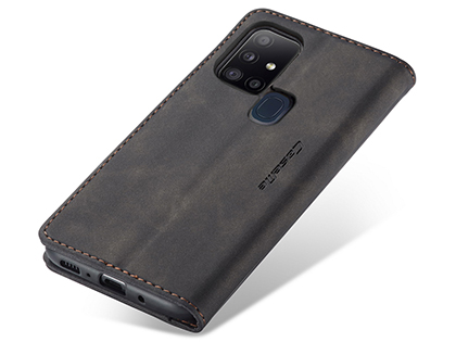 CaseMe Slim Synthetic Leather Wallet Case with Stand for Samsung Galaxy A21s - Charcoal