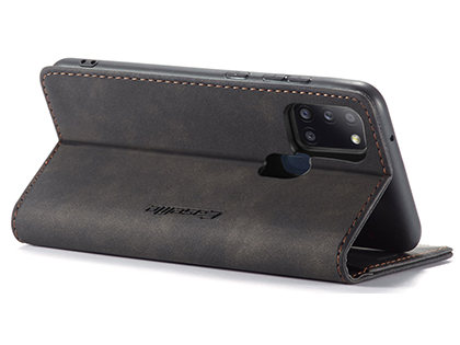 CaseMe Slim Synthetic Leather Wallet Case with Stand for Samsung Galaxy A21s - Charcoal