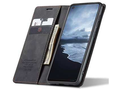 CaseMe Slim Synthetic Leather Wallet Case with Stand for Samsung Galaxy A21s - Charcoal