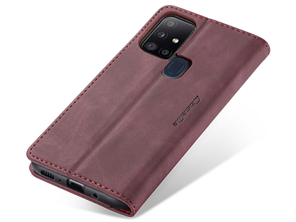 CaseMe Slim Synthetic Leather Wallet Case with Stand for Samsung Galaxy A21s - Burgundy