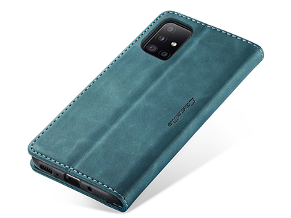 CaseMe Slim Synthetic Leather Wallet Case with Stand for Samsung Galaxy A31 - Teal