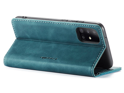 CaseMe Slim Synthetic Leather Wallet Case with Stand for Samsung Galaxy A31 - Teal