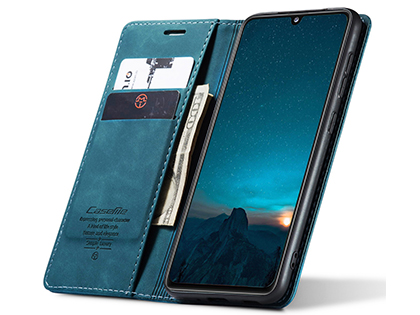 CaseMe Slim Synthetic Leather Wallet Case with Stand for Samsung Galaxy A31 - Teal
