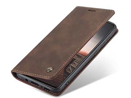 CaseMe Slim Synthetic Leather Wallet Case with Stand for Samsung Galaxy A31 - Chocolate Leather Wallet Case