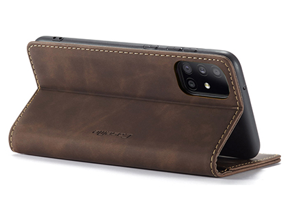 CaseMe Slim Synthetic Leather Wallet Case with Stand for Samsung Galaxy A31 - Chocolate