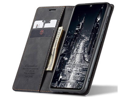 CaseMe Slim Synthetic Leather Wallet Case with Stand for Samsung Galaxy A31 - Charcoal