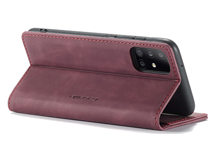 CaseMe Slim Synthetic Leather Wallet Case with Stand for Samsung Galaxy A31 - Burgundy