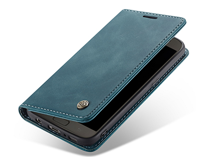 CaseMe Slim Synthetic Leather Wallet Case with Stand for Samsung Galaxy S7 - Teal Leather Wallet Case