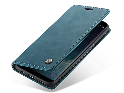 CaseMe Slim Synthetic Leather Wallet Case with Stand for Samsung Galaxy S8 - Teal Leather Wallet Case
