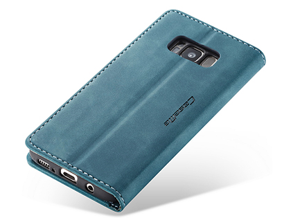 CaseMe Slim Synthetic Leather Wallet Case with Stand for Samsung Galaxy S8 - Teal