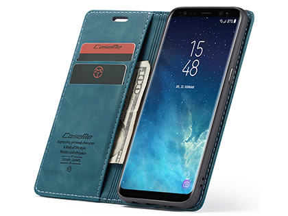 CaseMe Slim Synthetic Leather Wallet Case with Stand for Samsung Galaxy S8 - Teal