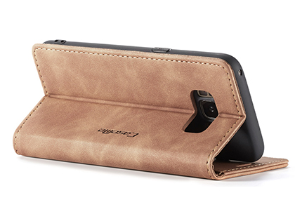 CaseMe Slim Synthetic Leather Wallet Case with Stand for Samsung Galaxy S8 - Tan