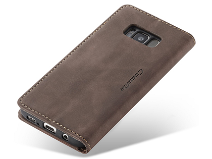 CaseMe Slim Synthetic Leather Wallet Case with Stand for Samsung Galaxy S8+ - Chocolate