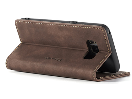 CaseMe Slim Synthetic Leather Wallet Case with Stand for Samsung Galaxy S8+ - Chocolate