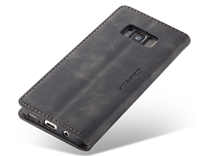 CaseMe Slim Synthetic Leather Wallet Case with Stand for Samsung Galaxy S8+ - Charcoal