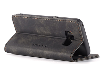 CaseMe Slim Synthetic Leather Wallet Case with Stand for Samsung Galaxy S8+ - Charcoal