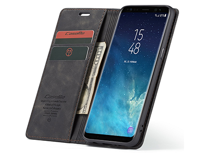 CaseMe Slim Synthetic Leather Wallet Case with Stand for Samsung Galaxy S8+ - Charcoal