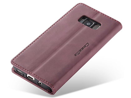 CaseMe Slim Synthetic Leather Wallet Case with Stand for Samsung Galaxy S8+ - Burgundy