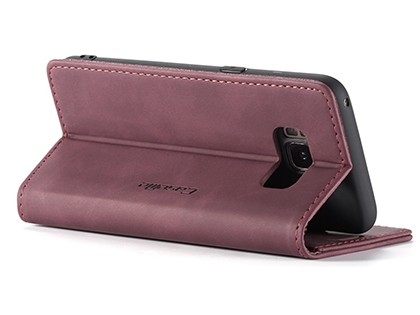 CaseMe Slim Synthetic Leather Wallet Case with Stand for Samsung Galaxy S8+ - Burgundy