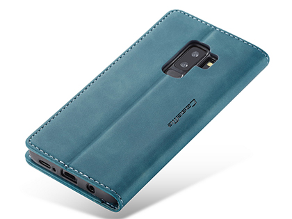 CaseMe Slim Synthetic Leather Wallet Case with Stand for Samsung Galaxy S9 - Teal